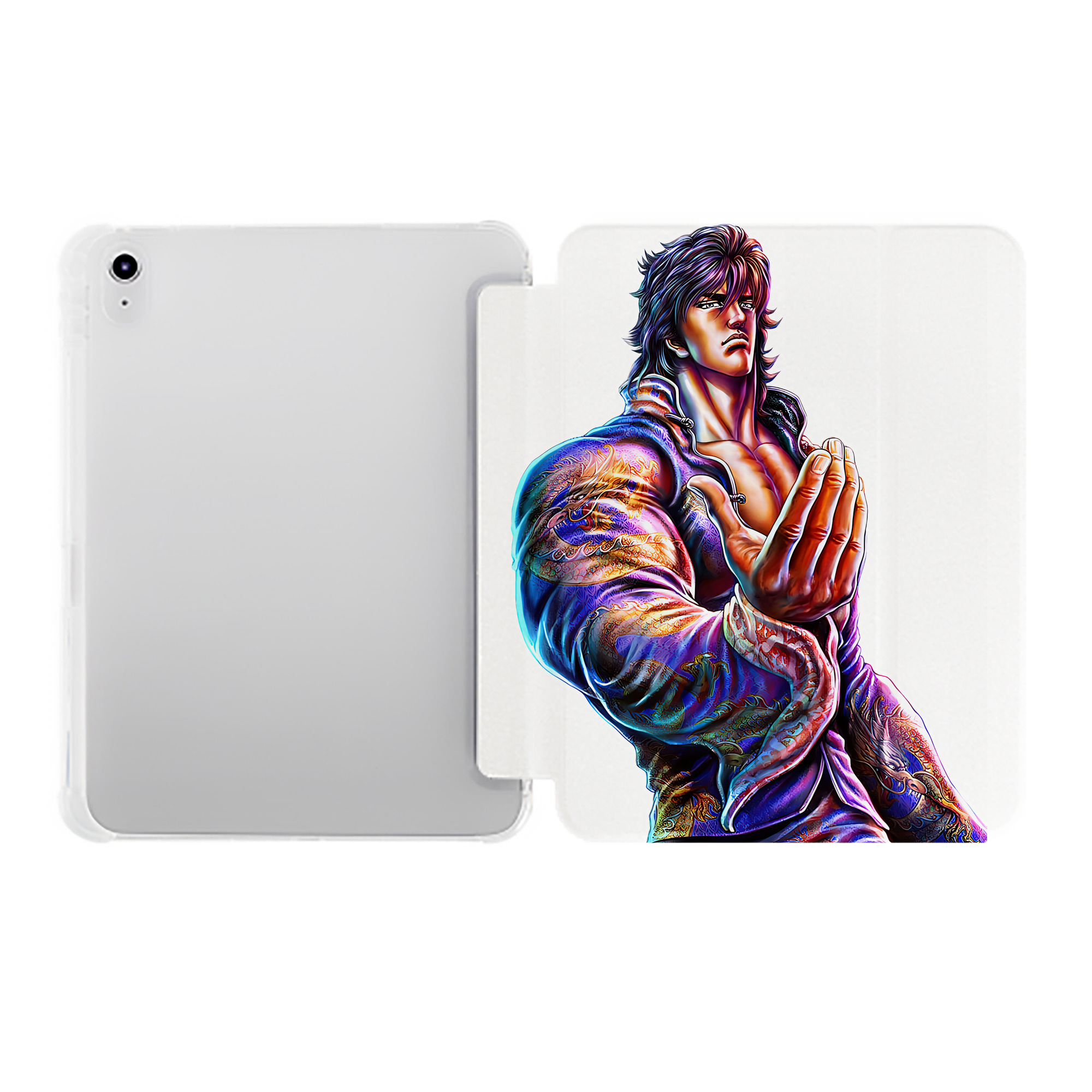 （画像用） 北斗の拳 Fist of the North Star IPad ケース ペン収納付き 三つ折りスタンド PUレザー×シリコン 対応機種9.5/10.5/10.9インチ